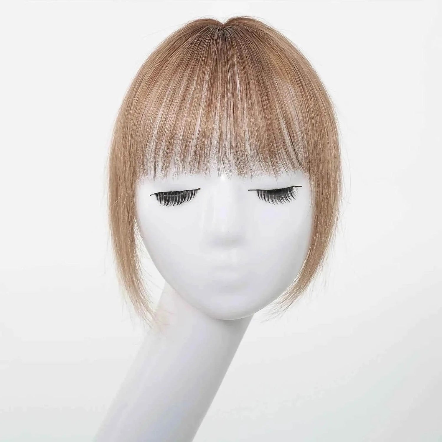 100% Remy Human Hair Toppers with Bangs Light Brown Hairpieces 3D Wispy Human Hair Bangs for Women Thin Hair Real Human Hair Topper Clip In - GiFTiFY