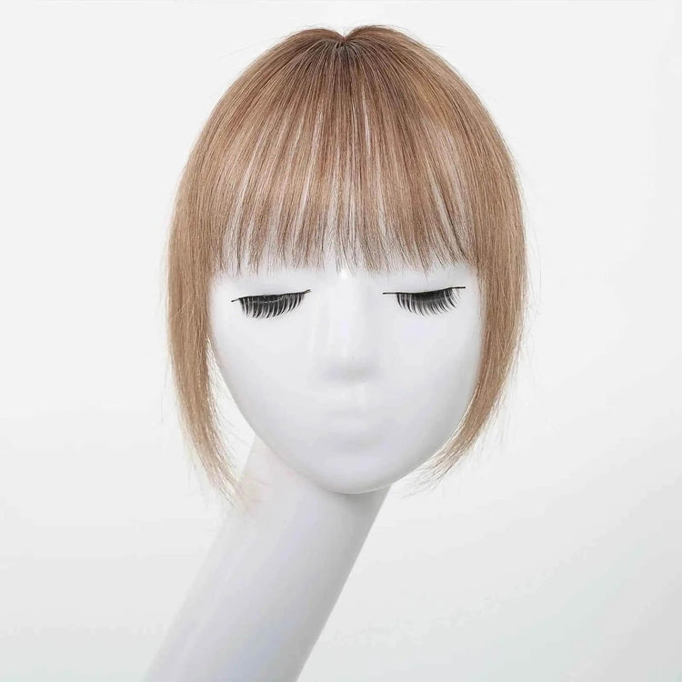 100% Remy Human Hair Toppers with Bangs Light Brown Hairpieces 3D Wispy Human Hair Bangs for Women Thin Hair Real Human Hair Topper Clip In - GiFTiFY