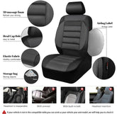 3D Foam Back Support Leather Car Seat Covers Full Set Air Mesh Automotive Seat Covers All Season Fit SUV Sedan Van Airbag Compatible Elegant Black Gray GiFiFY