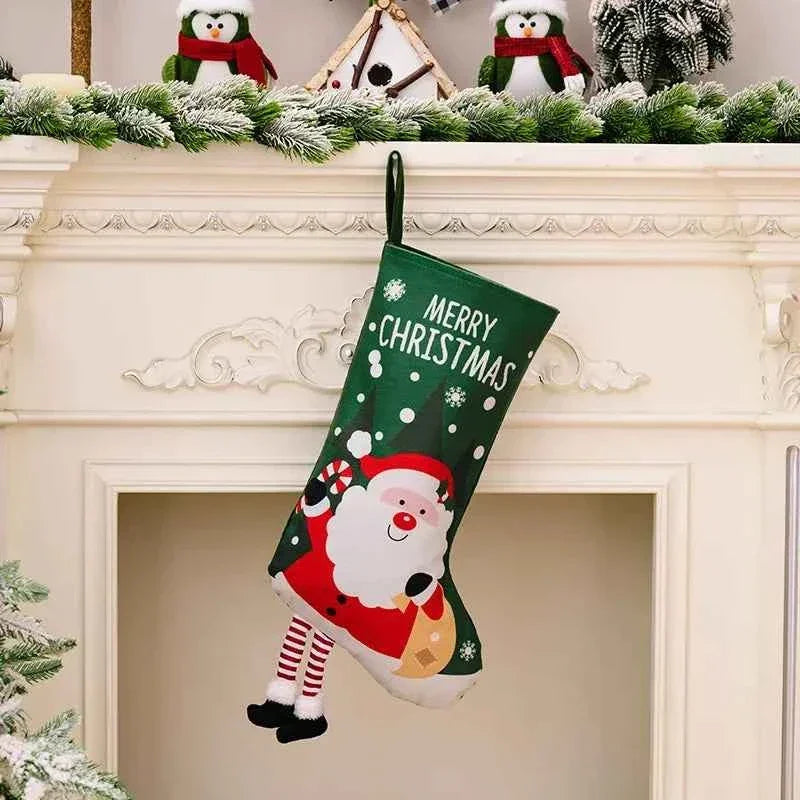 Christmas Stocking Large Stockings Santa Snowman Candy Gift Socks Tree Ornament Decorations for Family Holiday Xmas Party Decor