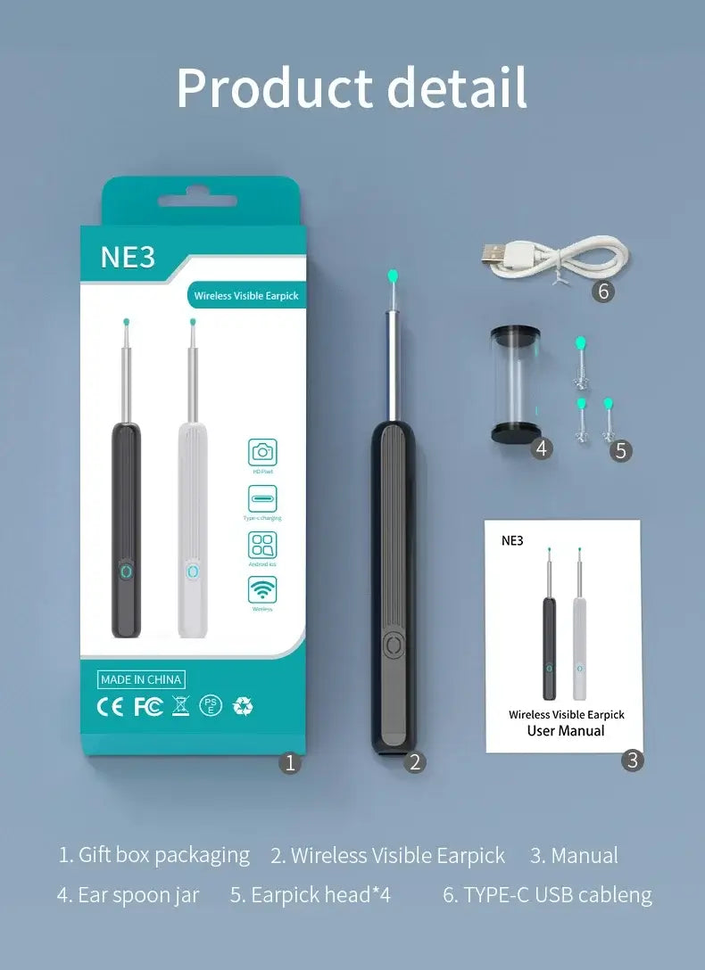 Wireless Ear Cleaning Mobile phone Link Camera LED light Wireless Ear Endoscope Earwax Cleaning