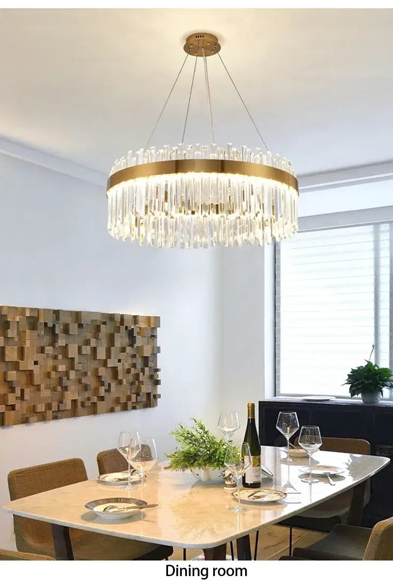 Gold Dia 80cm Crystal Ceiling Pendant Luxury Modest Crystal Chandelier Round Crystal Chandelier