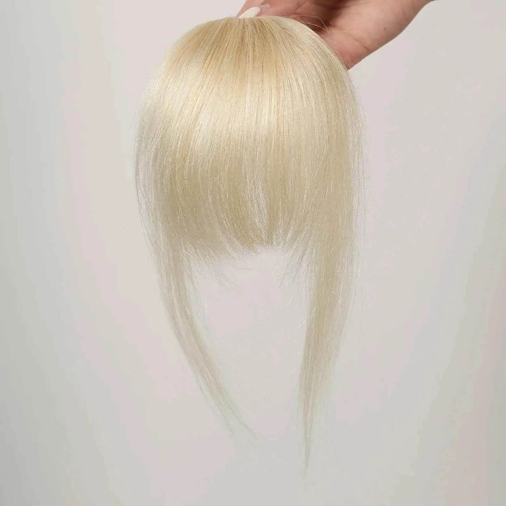 100% Human Hair Bangs Clips in Air Fringe Bangs Hairpiece for Women Platinum Blonde Remy Human Hair Bangs Hair Extension 4.5inch - GiFTiFY