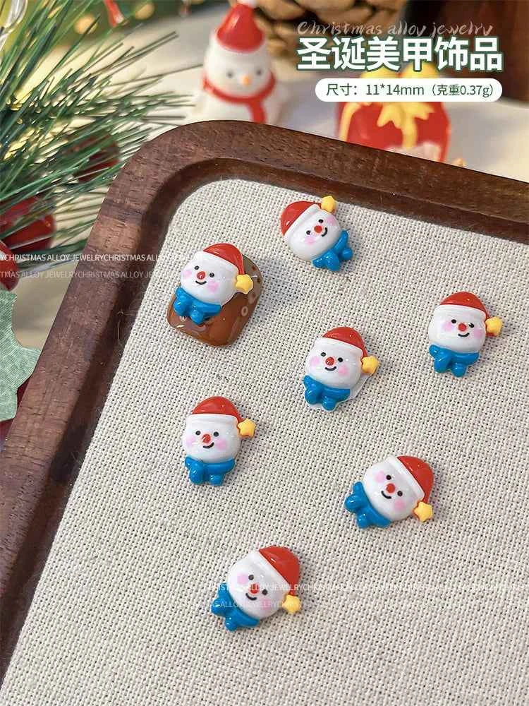 Christmas Series Nail Art Accessories 3D Resin Nail Charms Cute Bells Reindeer Snowman Cartoon Versatile Winter Nail Decorations