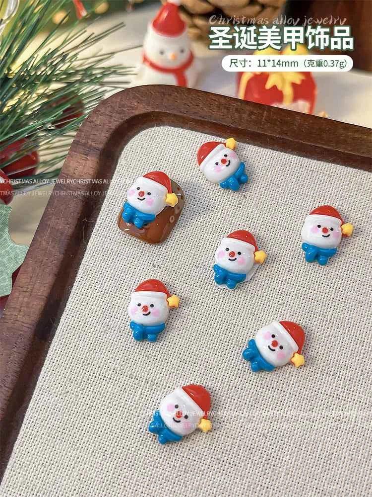 Christmas Series Nail Art Accessories 3D Resin Nail Charms Cute Bells Reindeer Snowman Cartoon Versatile Winter Nail Decorations by DSERS