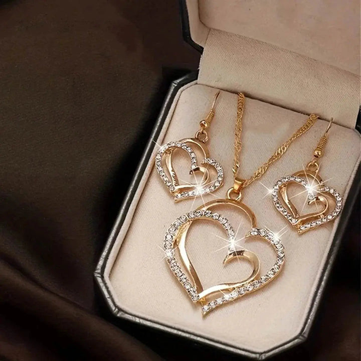 Romantic Double Heart Jewelry Set for Brides - GiFTiFY