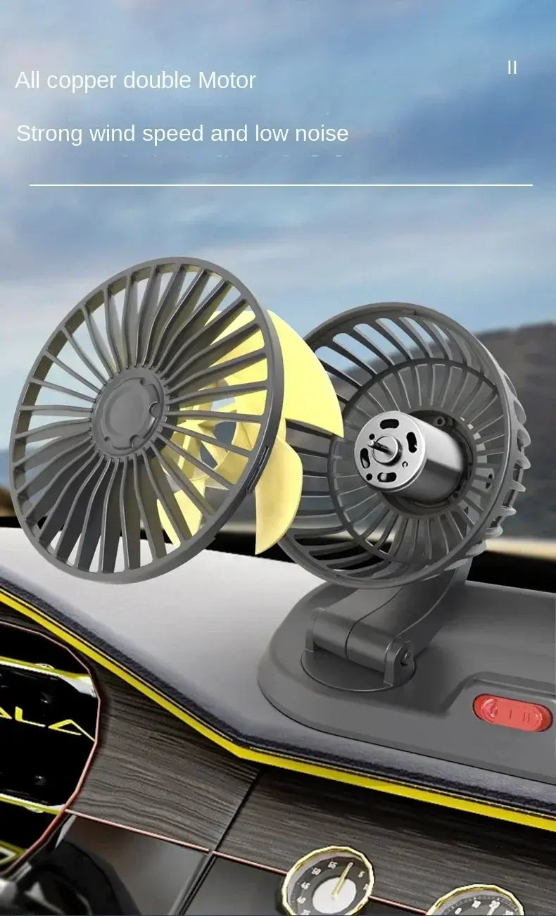 Dual Head Car Fan USB 12V 24V Adjustable