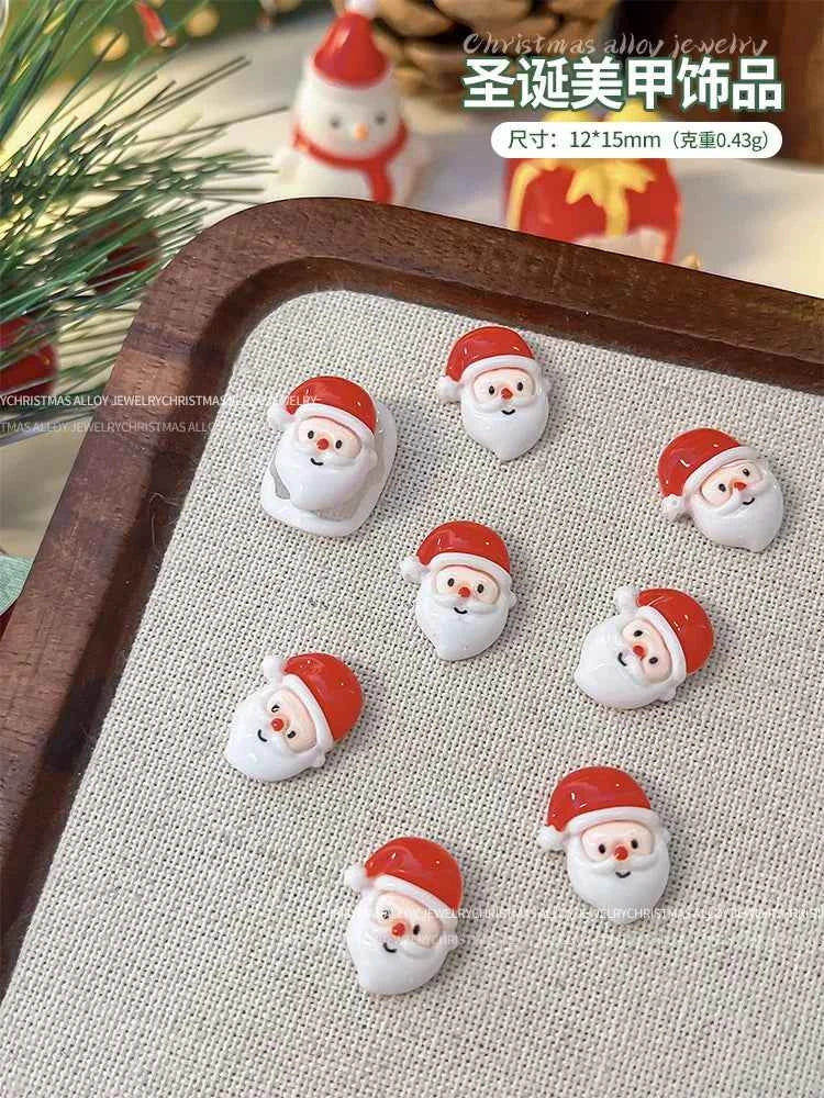 Christmas Series Nail Art Accessories 3D Resin Nail Charms Cute Bells Reindeer Snowman Cartoon Versatile Winter Nail Decorations