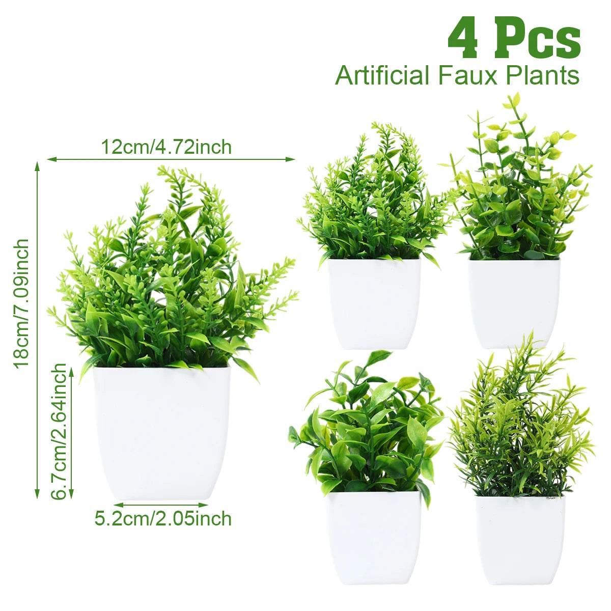 1/4pcs Artificial Plants Potted Green Bonsai Small Tree Grass Plant Pot Ornament Fake Flower for Home Garden Decor Wedding Party by DSERS