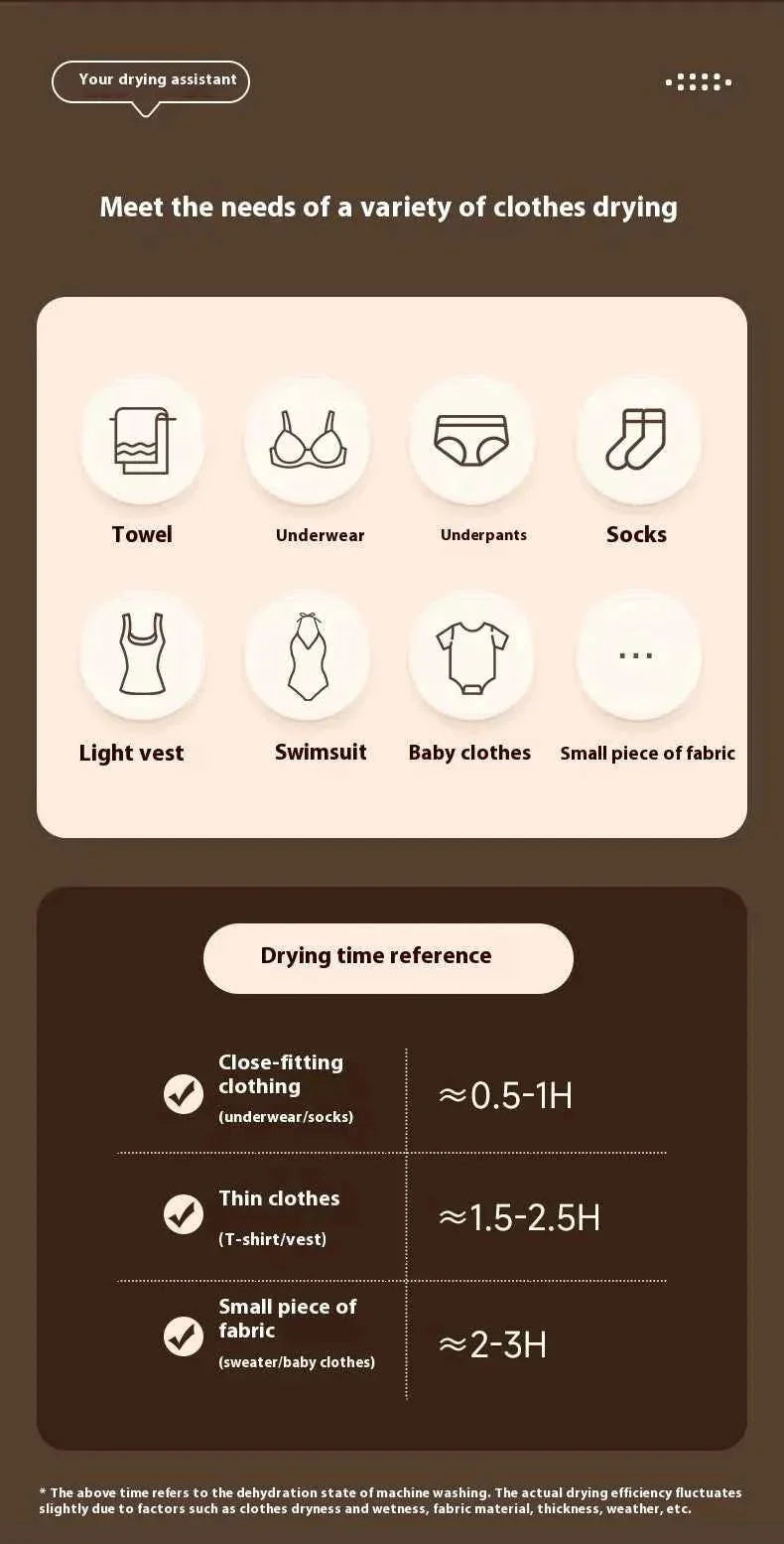 Portable Clothes Dryer Compact Electric Drying Machine for Home Foldable Clothes Dryer Convenient clothing drying in dormitories DSERS