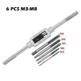 M3-M12 8/6 PCS Metric Hand Tap Set HSS Right-handed Tapping Drill Thread Punching Wrench Hand Tools Male to Make Thread in Steel - GiFTiFY