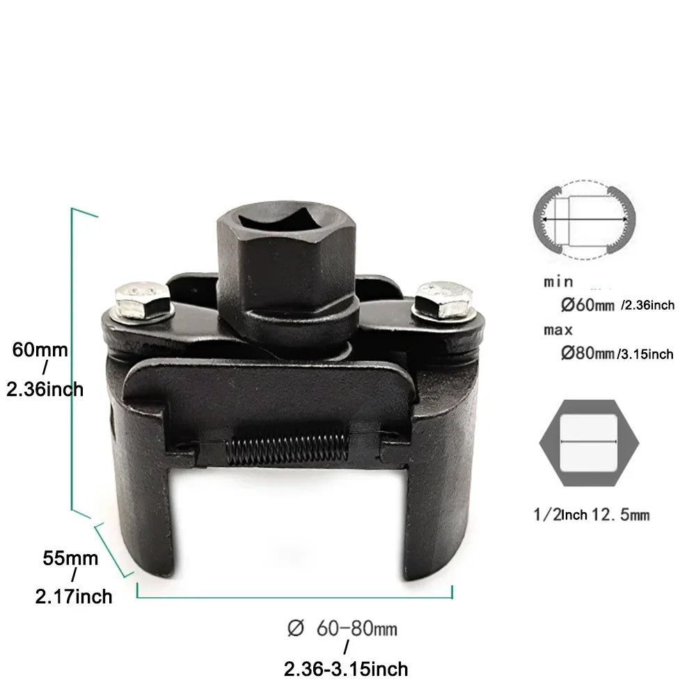 Hot Sell Adjustable Two-Jaws Oil Filter Wrench Filter 60-80mm Filter Wrenches Remover Steel Fuel Cast Two-Claw Disassembly Tools by GiFiFY