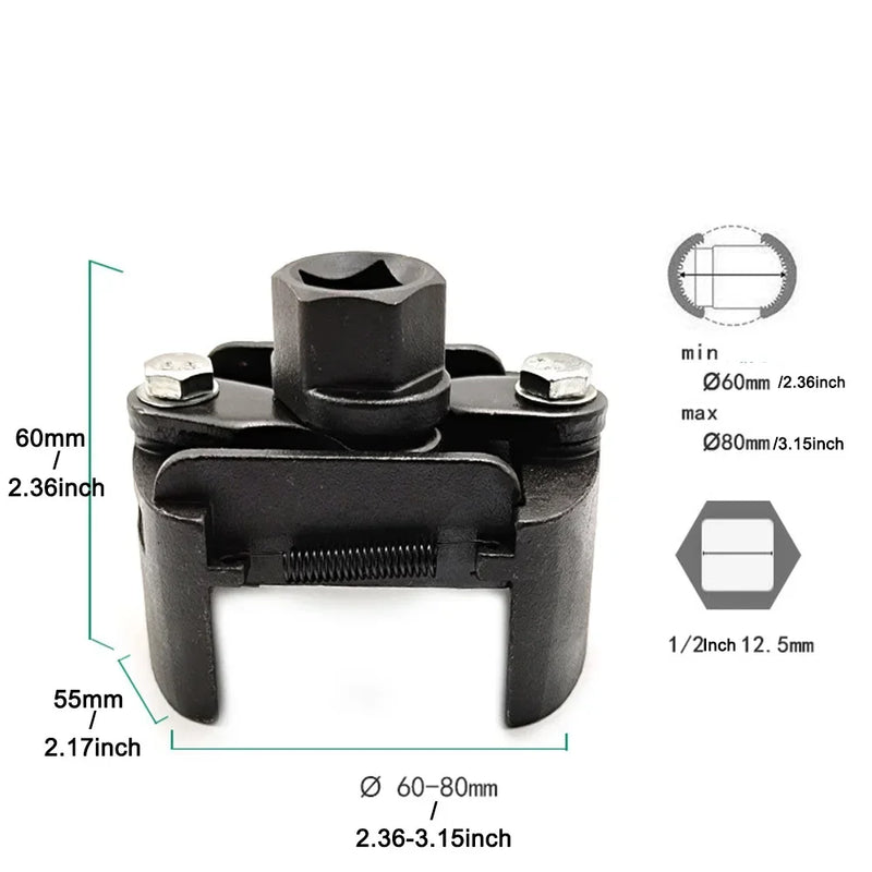 Hot Sell Adjustable Two-Jaws Oil Filter Wrench Filter 60-80mm Filter Wrenches Remover Steel Fuel Cast Two-Claw Disassembly Tools by GiFiFY
