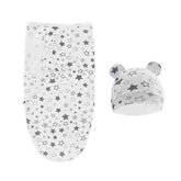 100% Organic Cotton Baby Swaddle Blanket Wrap Hat Set for Infant Adjustable Newborn Swaddle Baby Swaddle for 0-3 Month - GiFTiFY