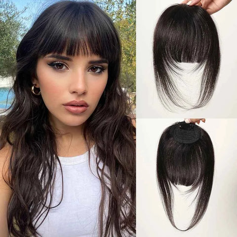 100% Human Hair Bangs Clips in Air Fringe Bangs Hairpiece for Women Platinum Blonde Remy Human Hair Bangs Hair Extension 4.5inch