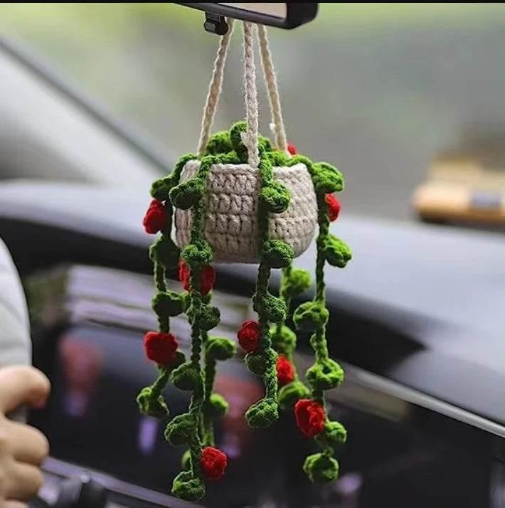 Handmade Crochet Car Styling Plants Succulent Car Plant Ornamentos Decoration Interior Accersories Cute Gift for Women by DSERS