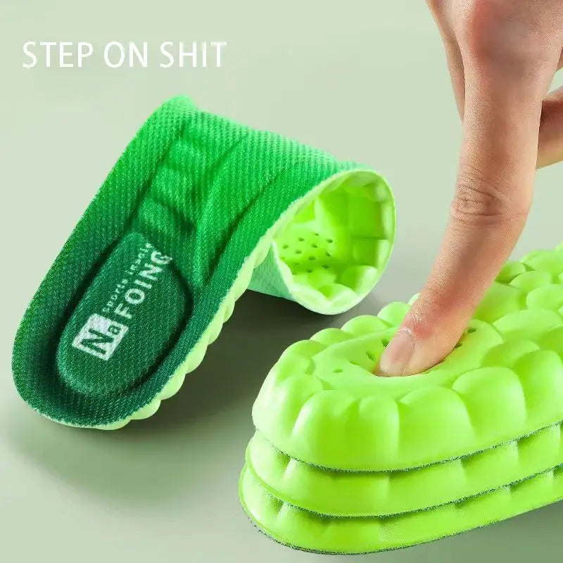 Green Orthopedic Sport Insoles Breathable Shock Absorption