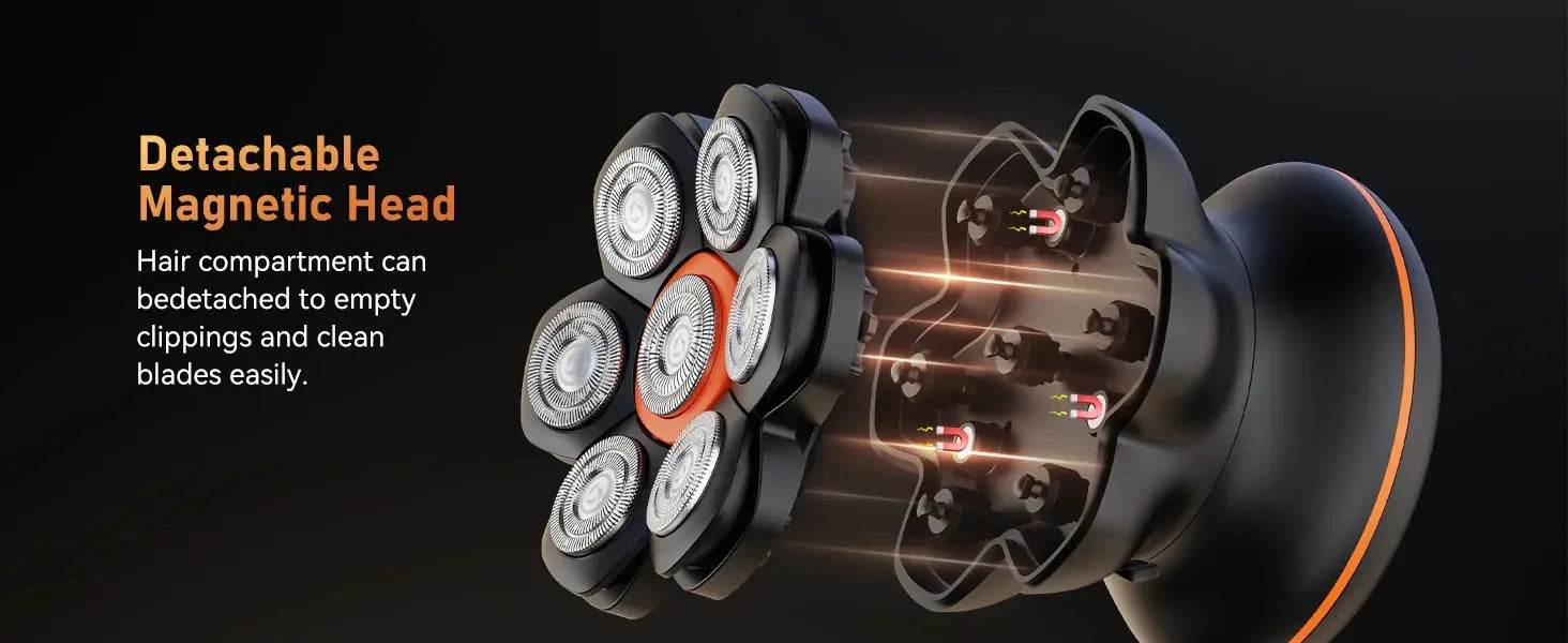 MAXGROOM 7D Head Shaver for Bald Men IXP6 Waterproof USB Rechargeable Electric Hair Trimmer Beard Floating Blade Magnetic Razor - GiFTiFY