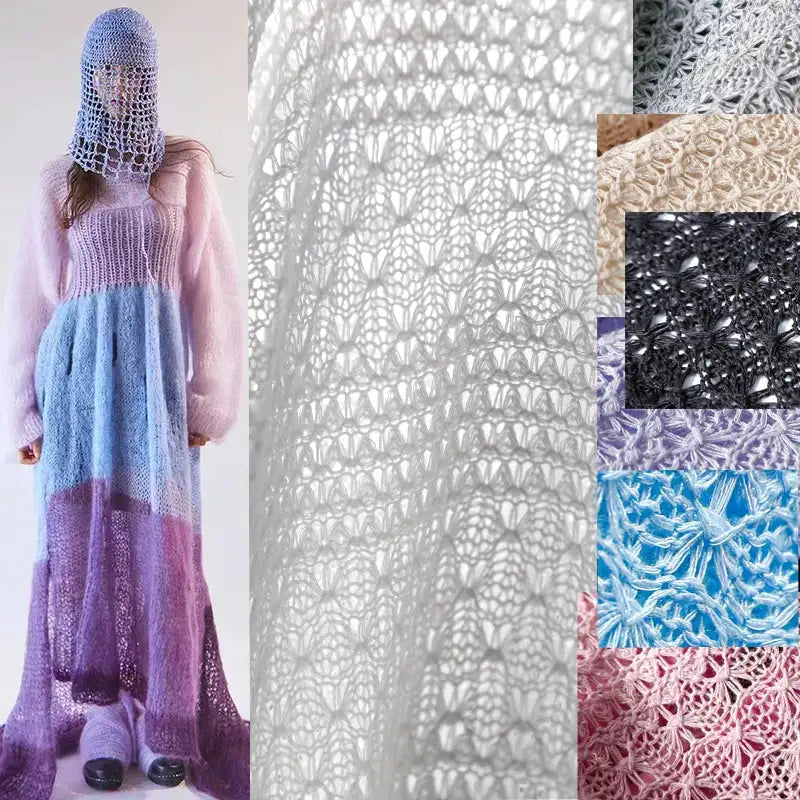 Crochet Mesh Fabric Hollow Out Knitted Net Material for DIY Sewing Sexy Crop Tops Cardigan Apparel Spring Summer Fashion