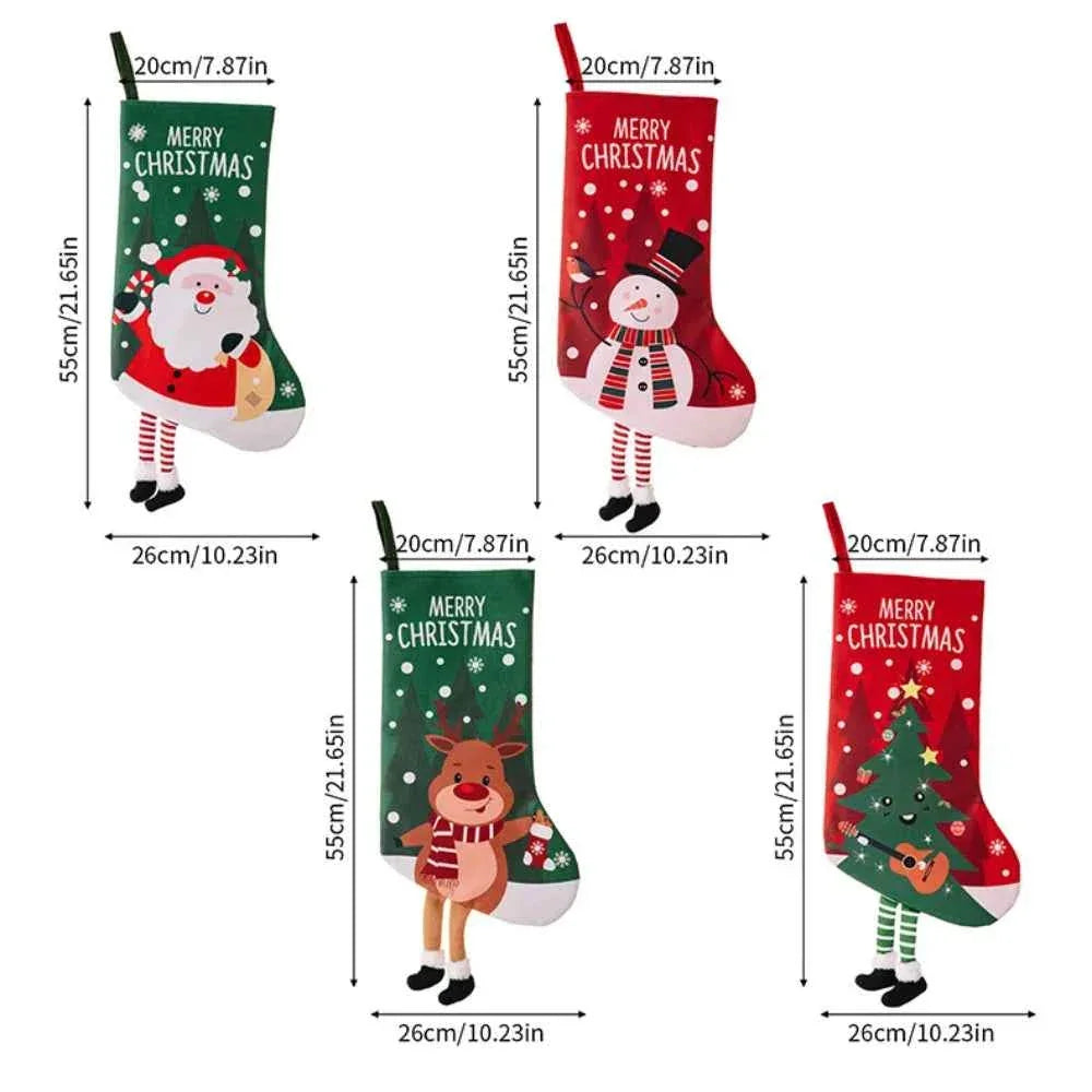 Christmas Stocking Large Stockings Santa Snowman Candy Gift Socks Tree Ornament Decorations for Family Holiday Xmas Party Decor