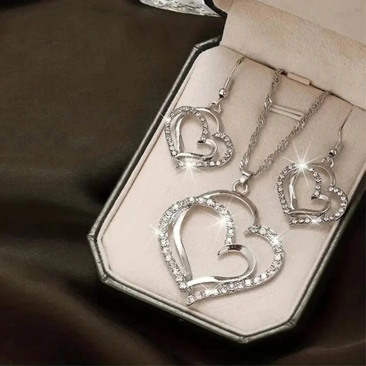 Romantic Double Heart Jewelry Set for Brides - GiFTiFY
