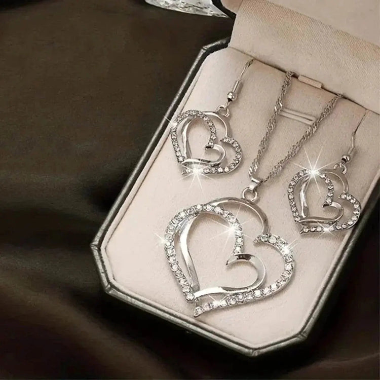 Romantic Double Heart Jewelry Set for Brides - GiFTiFY