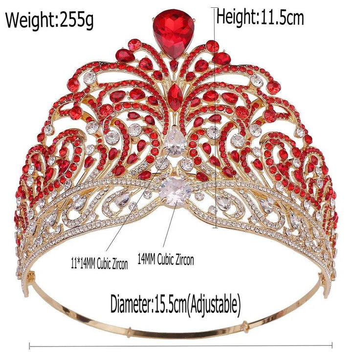 European Miss Universe Big Forest Crystal Wedding Crowns Cubic Zircon Crown Queen Rhinestone Tiara Party Stage Show Hair Jewelry - GiFTiFY