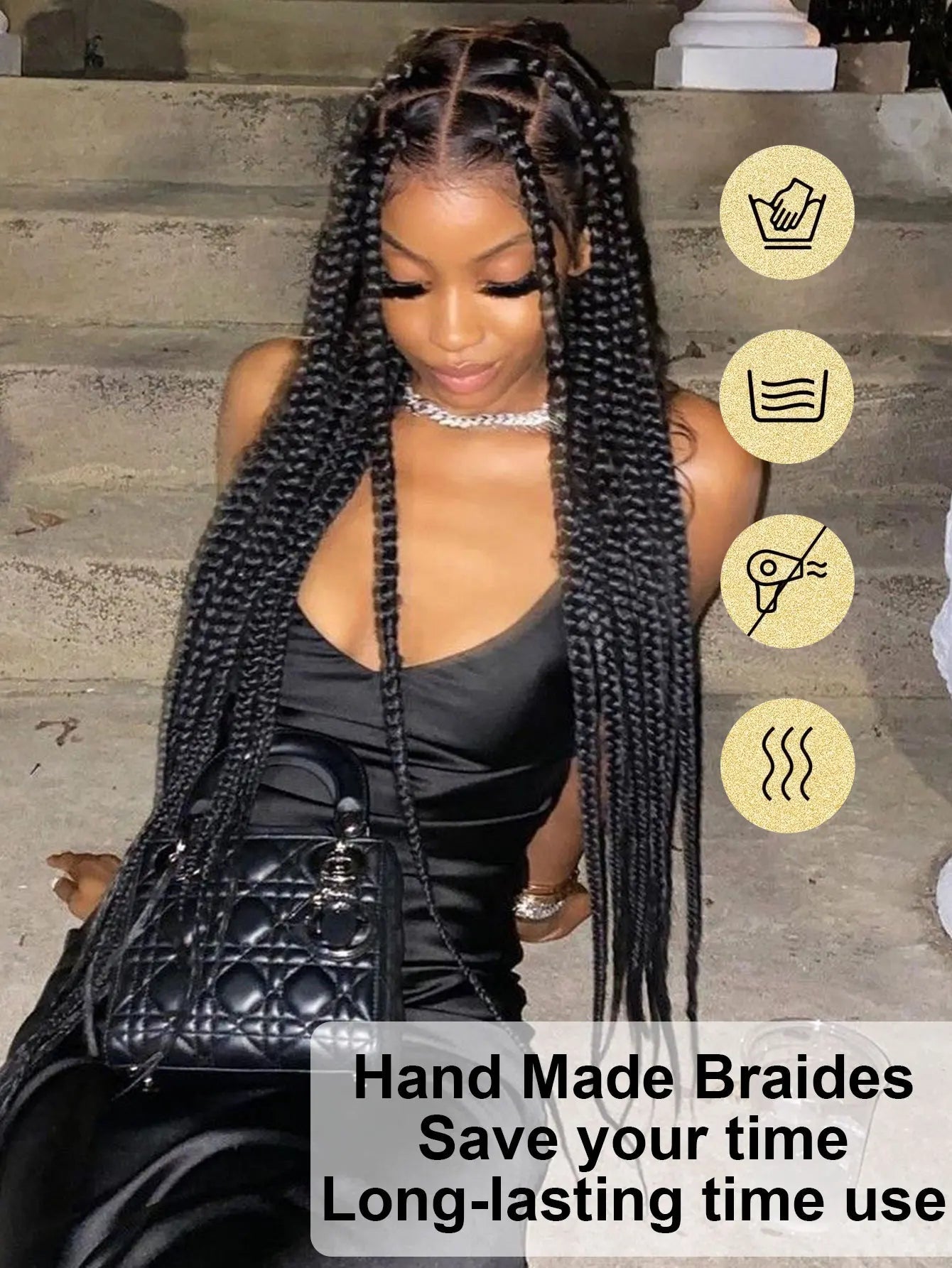 Synthetic Jumbo Cornrow Braided Wig Long 36'' Full Lace Front Braids Knotless Box Braided Wigs For Black Women Blonde Braid Wigs GiFTiFY