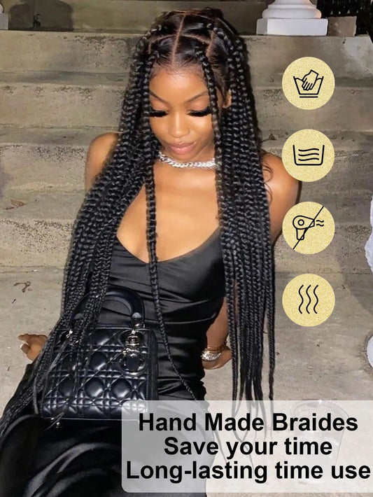 Synthetic Jumbo Cornrow Braided Wig Long 36'' Full Lace Front Braids Knotless Box Braided Wigs For Black Women Blonde Braid Wigs GiFTiFY