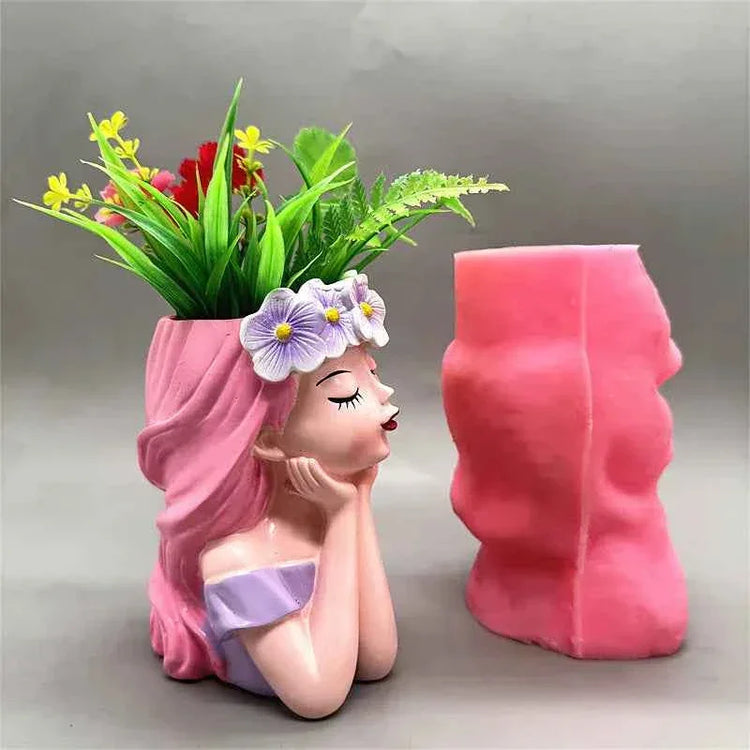 New product! Silicone mold creative fairy flower pot used to make gypsum resin cement home balcony decoration