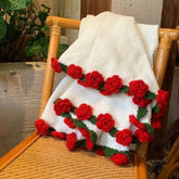 Creative Crochet Rose Bouquet Blanket Fashion Finished Rose Nap Blanket Soft Flower Hugging Blanket Valentine&