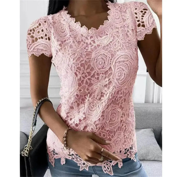 Stylish Summer Lace V Neck Blouse for Women Women’s Apparel by Zopi / AliExpress