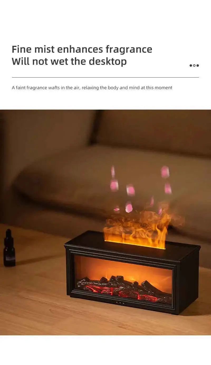 7 colors of essential oil fireplace diffuser mini flame aromatherapy fireplace humidifier aromatherapy oil diffuser Fireplace Box by DS