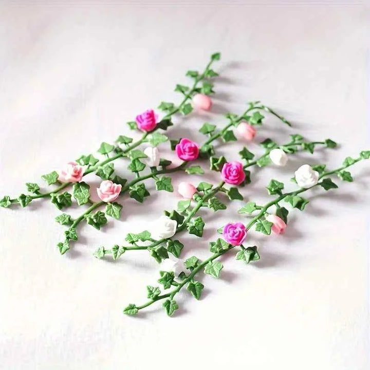 5pcs Dollhouse Miniature Garden Scene with Flower Vines Perfect for DIY Crafts Model Decorations and Creative Projects Realistic