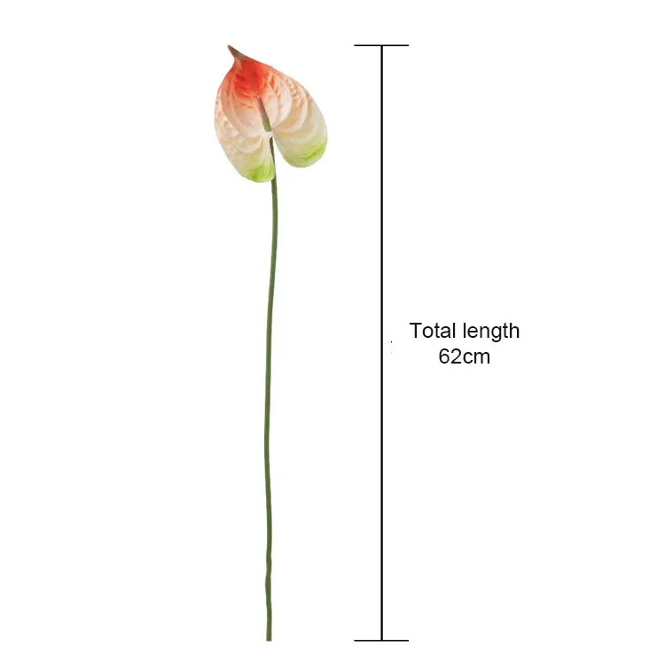 10Pc/lot PU Artificial Flowers Anthurium Bridal Bouquet Wedding Decoration Fake Palm Flowers Home Party Table Floral Arrangement by DSERS