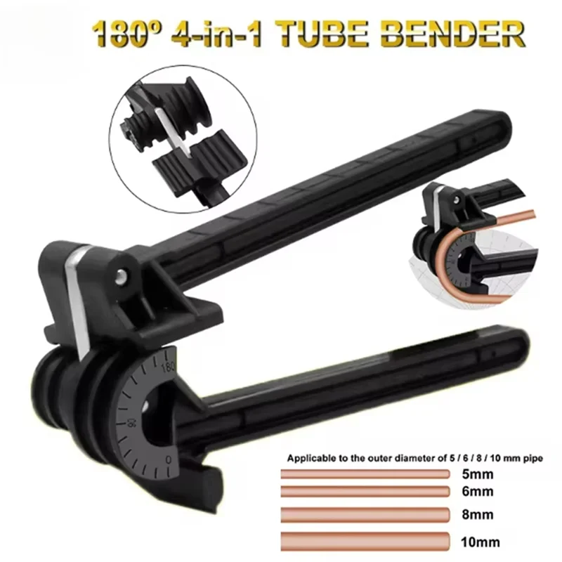 AT21-5/6/8/10Mm Combination 4-In-1 Tube Bender Tube Bender Pipe Bending Tool Tubing Bender Brake Fuel Line Curving Pliers GiFTiFY