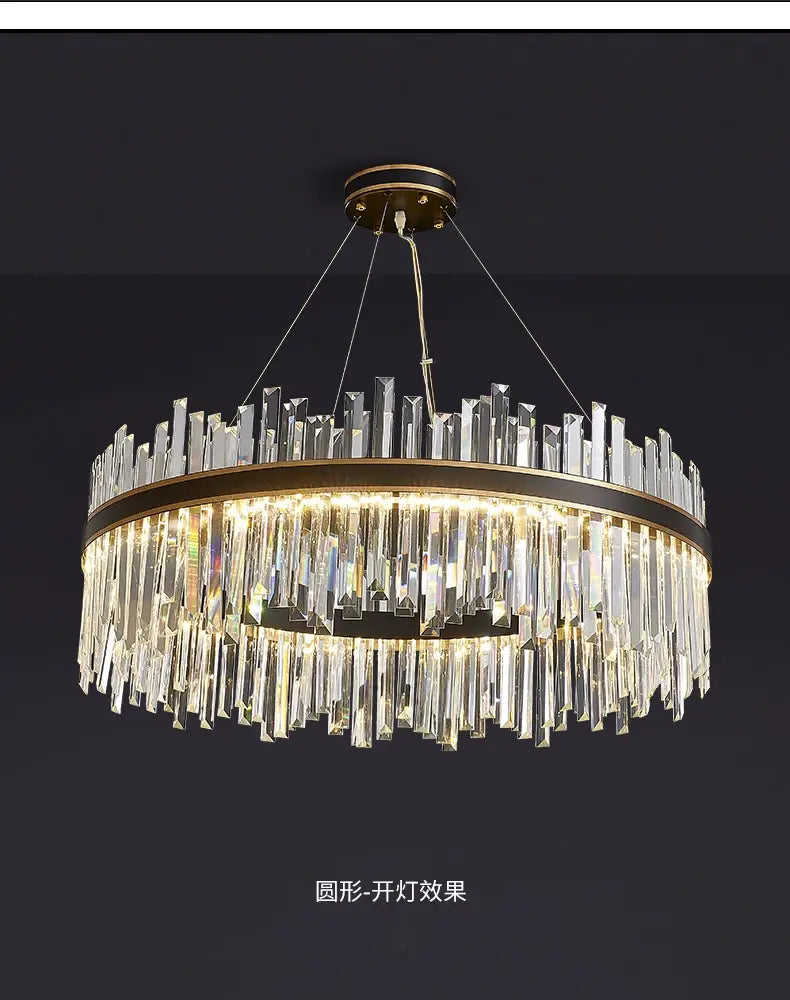 Gold Dia 80cm Crystal Ceiling Pendant Luxury Modest Crystal Chandelier Round Crystal Chandelier