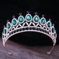 Baroque Blue Green Pink Opal Tiara Crowns Hair Jewelry Rhinestone Diadem Birthday Party Wedding Crystal Bridal Crown Accessories DSERS