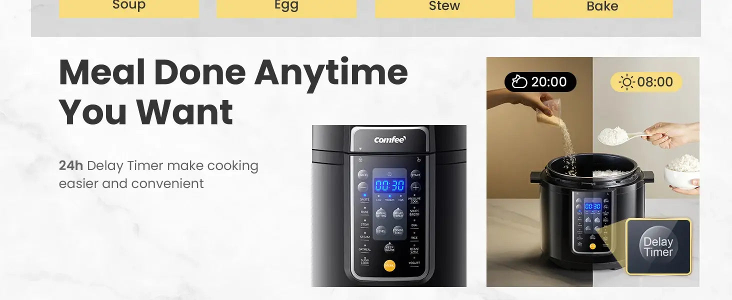 COMFEE’ 6 Quart 9-in-1 Electric Pressure Cooker 13 Presets Instant Multi Cooker Olla de Presion Slow Rice Cooker
