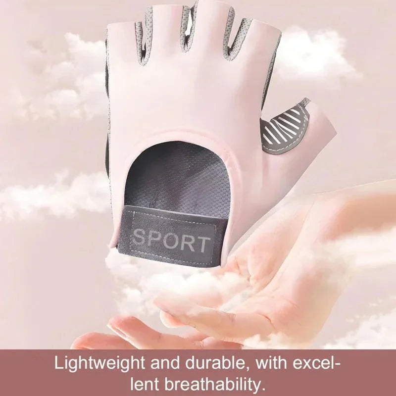 1 Pair Workout Gloves with Liquid Silicone for Women Fingerless Cycling Gloves Non-slip Men's Gym Weight Lifting Gloves DSERS