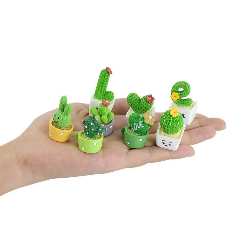 4Pcs/set Resin Succulent Cactus Mini Green Plant Bonsai Small Tree Pot Car Office Home Living Room Decoration Wedding Party Gift by DSERS