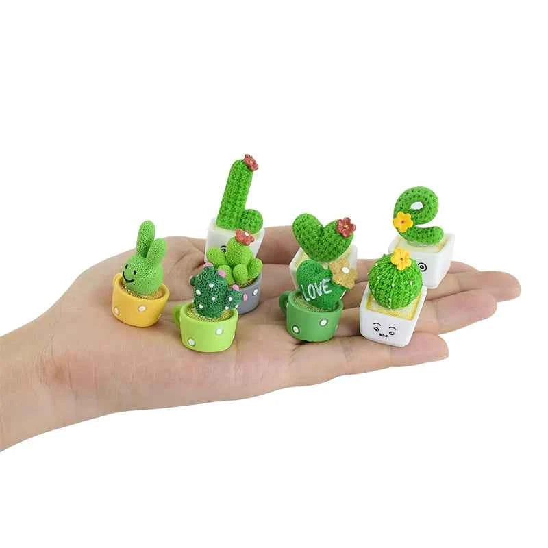 4Pcs/set Resin Succulent Cactus Mini Green Plant Bonsai Small Tree Pot Car Office Home Living Room Decoration Wedding Party Gift by DSERS