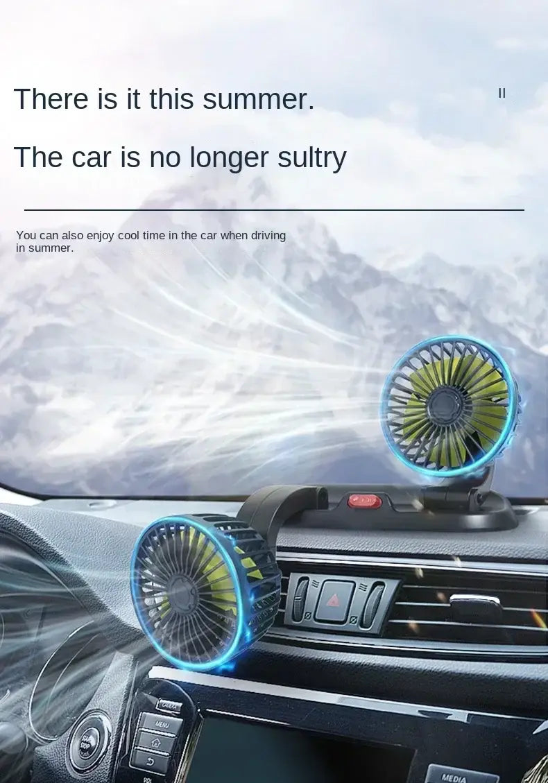 Dual Head Car Fan USB 12V 24V Adjustable