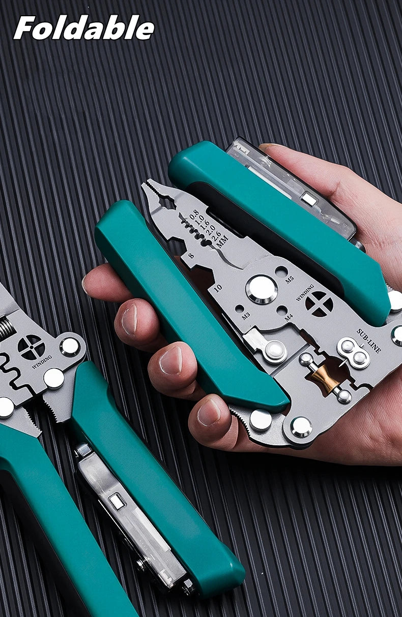 Multifunctional Wire Stripper with Electrical Test Pen Foldable Cable Cutter Crimper Tool, Electrical Folding Pliers for Cutting GiFTiFY