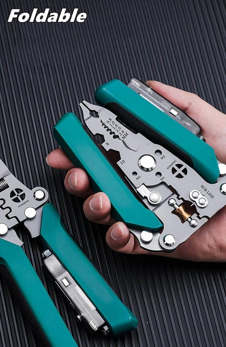 Multifunctional Wire Stripper with Electrical Test Pen Foldable Cable Cutter Crimper Tool, Electrical Folding Pliers for Cutting - GiFTiFY