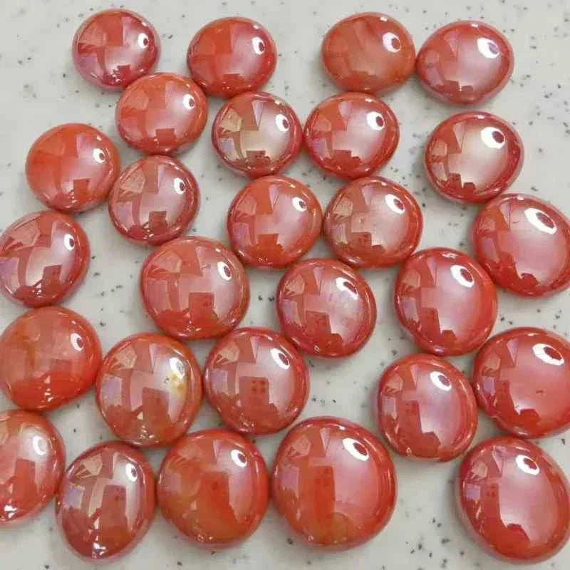 100g/3.52oz(Approx. 18-25pcs) Oblate Bead Glass Mosaic Tiles Colorful Round Mosaic Making Material Multi Diameter DIY Craft Tile by DSERS