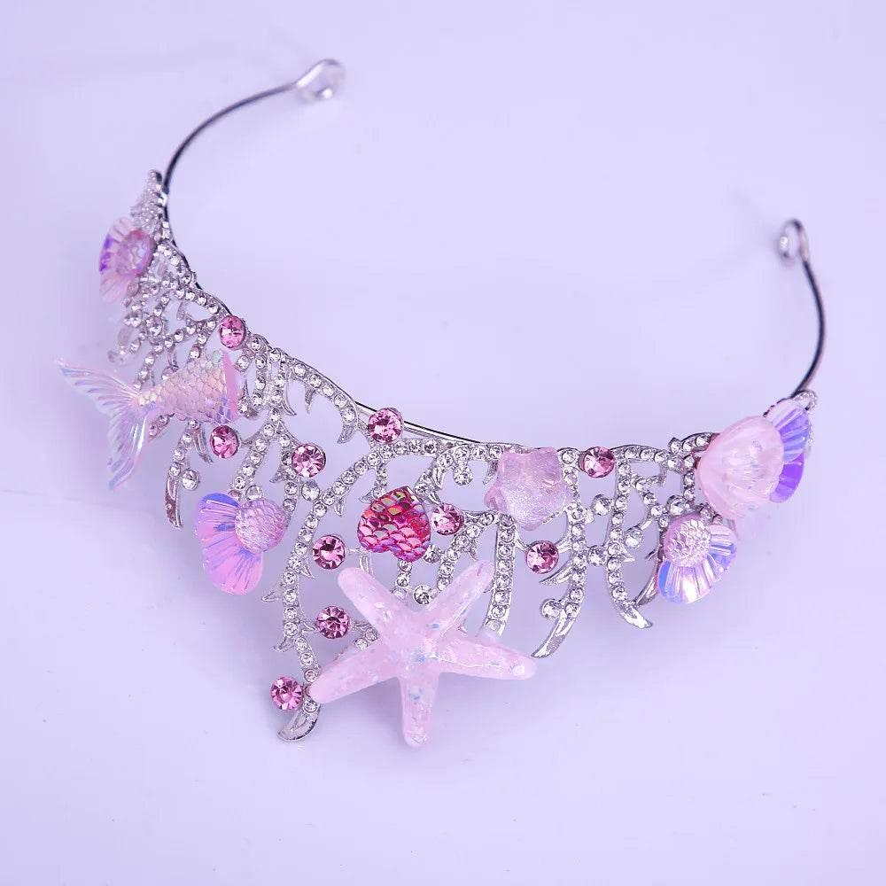 New Mermaid Crown Diadem Halloween Ocean Style Costume Seashell Starfish Hair Accessories for Women Girls Birthday Party Tiaras - GiFTiFY