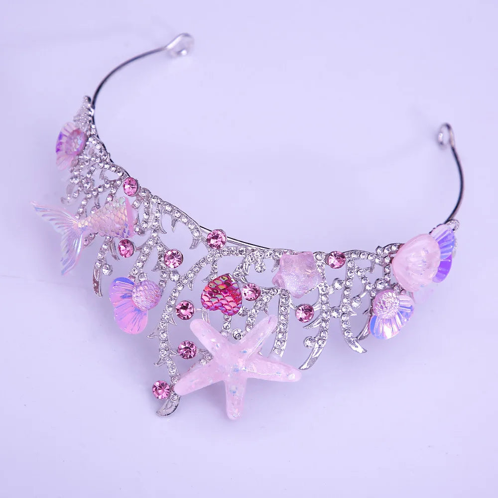 New Mermaid Crown Diadem Halloween Ocean Style Costume Seashell Starfish Hair Accessories for Women Girls Birthday Party Tiaras GiFTiFY