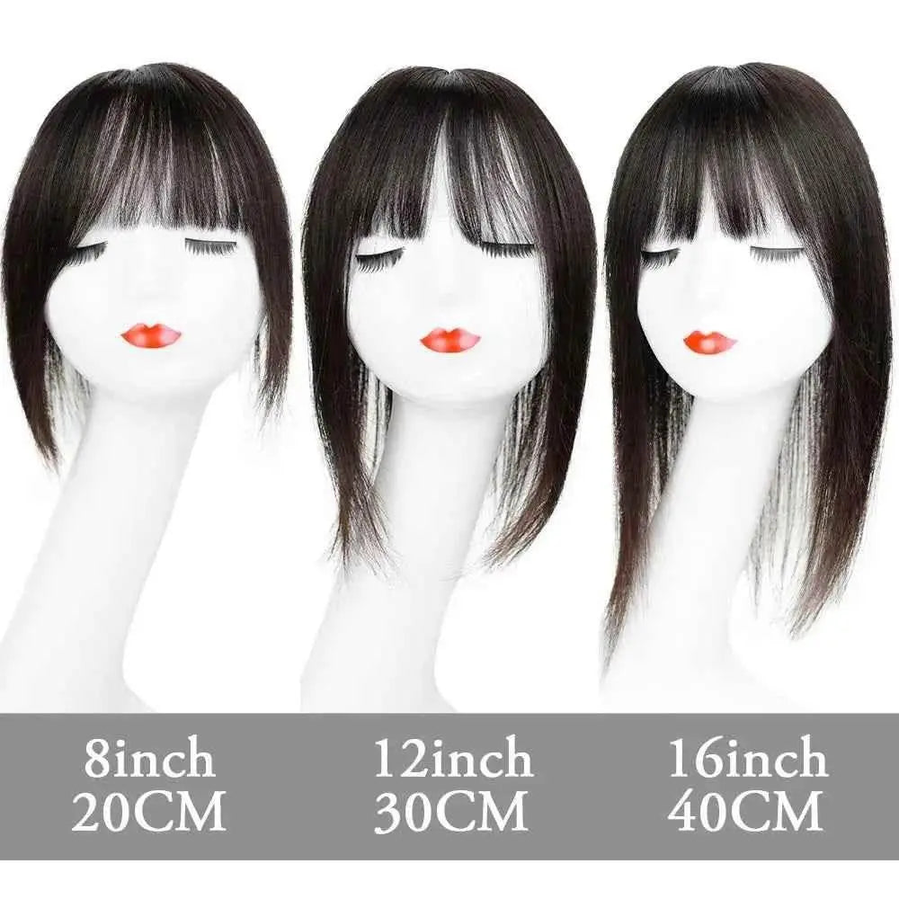 Doreen 13*13cm 8" 12" 16" Topper Hair with Bangs Real Remy Human Hair Toppers for Women With Thin Hair Silk Base with Hair Weft