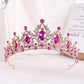 Baroque Gold Color Champagne Crystal Heart Bridal Tiara Crown Rhinestone Pageant Diadem Veil Tiara Headband Wedding Hair Jewelry GiFTiFY